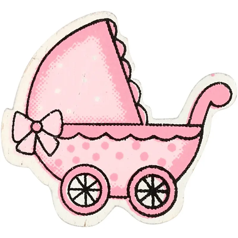 Pram, size 34x31 mm, thickness 1,7 mm, light red, 10 pc
