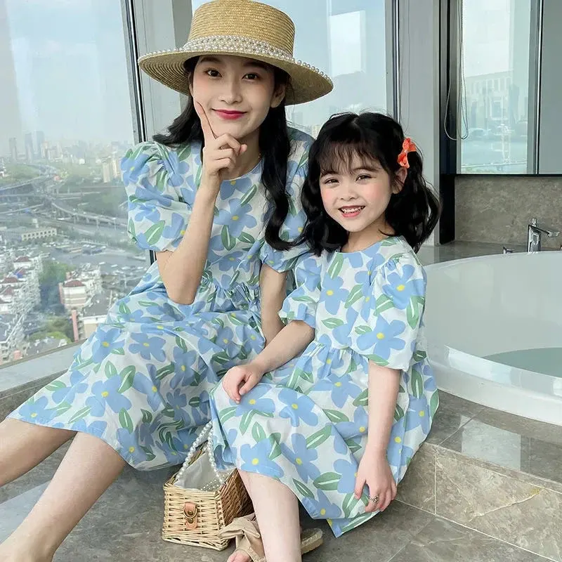 Cute Matching Mother Daughter Floral Print Sleeveless Top - Image 0