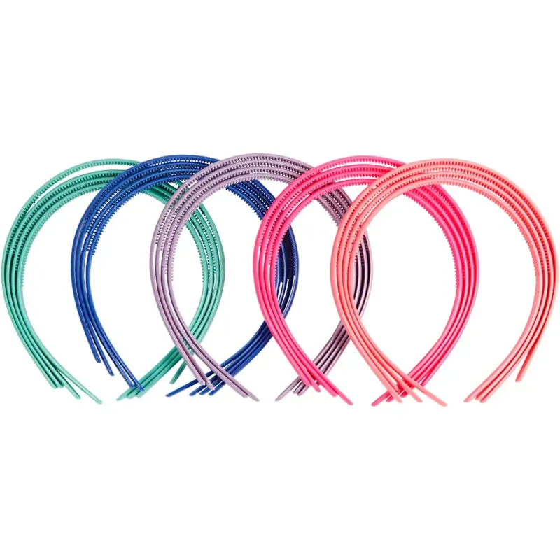 Hair Bands, W: 8 mm, assorted colours, 20 pc