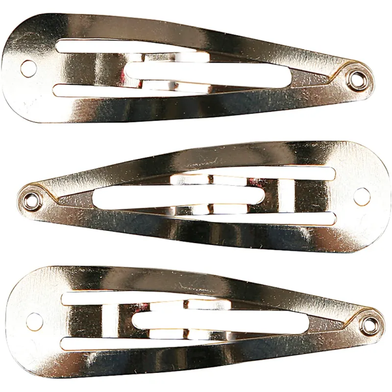 Hair Clips, L: 45 mm, W: 14 mm, silver-plated, 100 pc