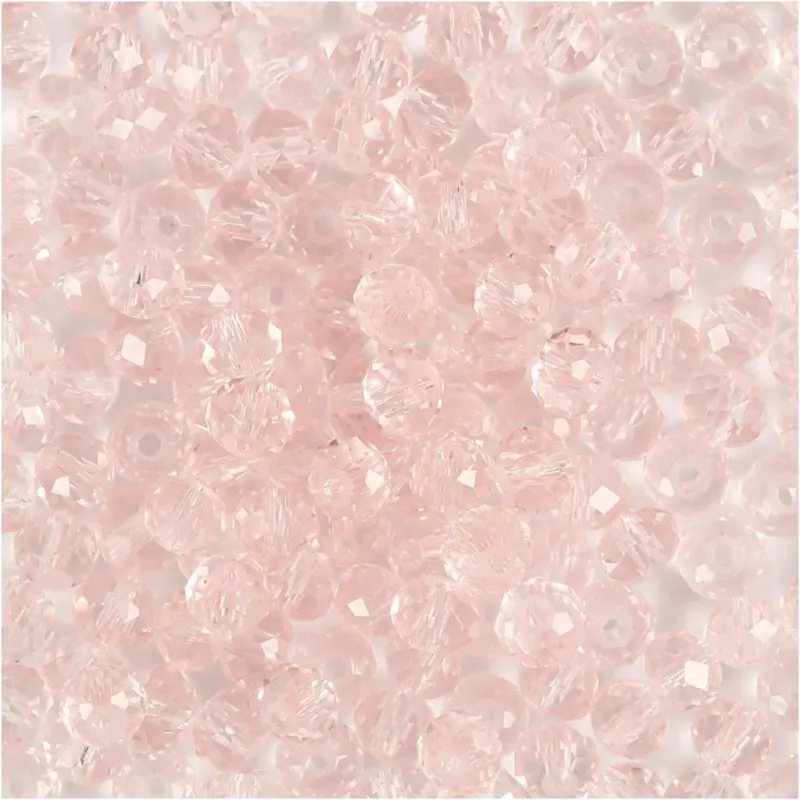 Faceted Beads, dia. 4 mm, hole size 1 mm, light rose, 45 pc