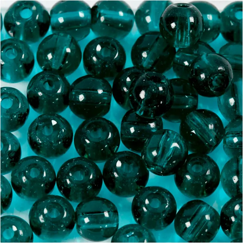 Glass Beads, dia. 4 mm, hole size 1 mm, green, 45 pc