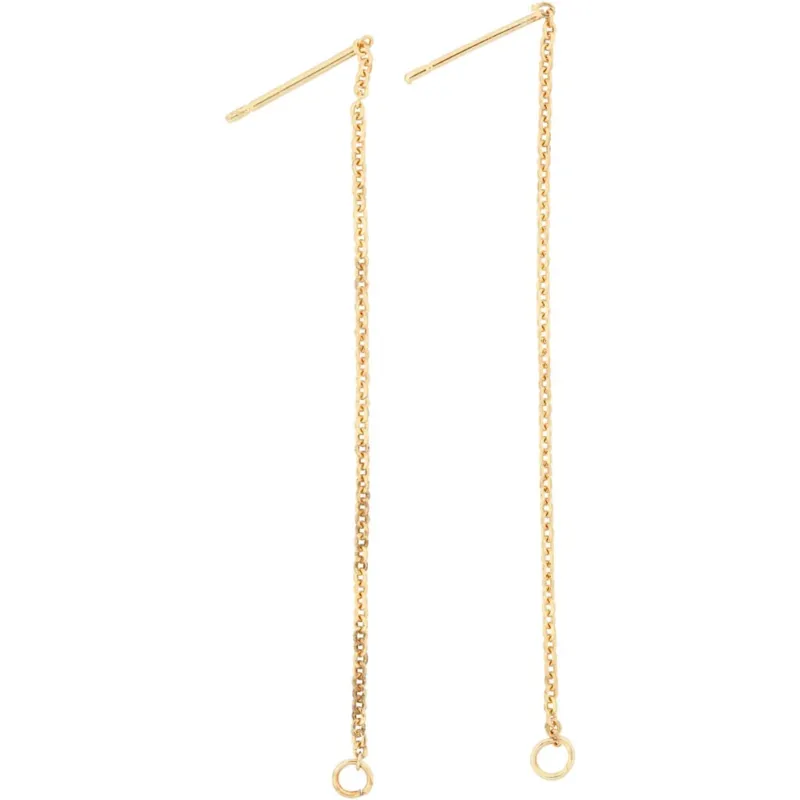 Stud Earrings, L: 70 mm, gold-plated, 1 pair