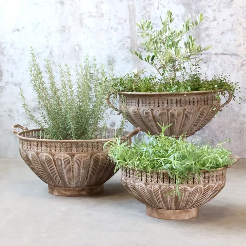 Übertopf mit Fuß - 2er Set - Chic Antique