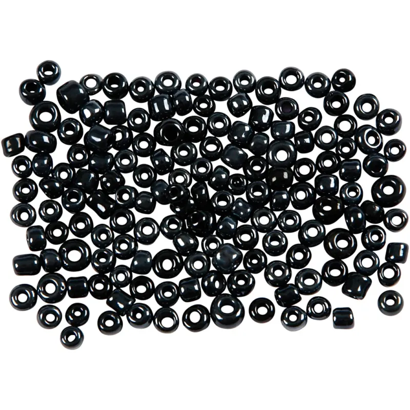 Rocaille Seed Beads, metallic black, D 3 mm, size 8/0 , hole size 0,6-1,0 mm, 500 g