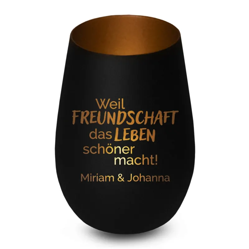 Bild: Personalisiertes Windlicht - Weil Freundschaft das Leben schöner macht - BFF Geschenk mit Namen.