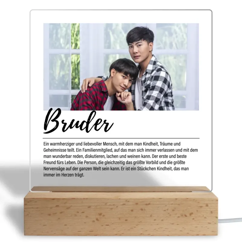 Bild: Personalisiertes Acryl Glasbild - Definition Bruder - Fotogeschenk, Geschenk mit Foto.