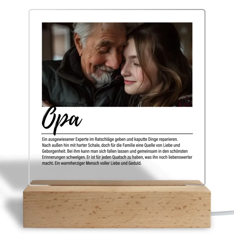 Bild: Personalisiertes Acryl Glasbild - Definition Opa - Fotogeschenk für Großvater mit Foto.