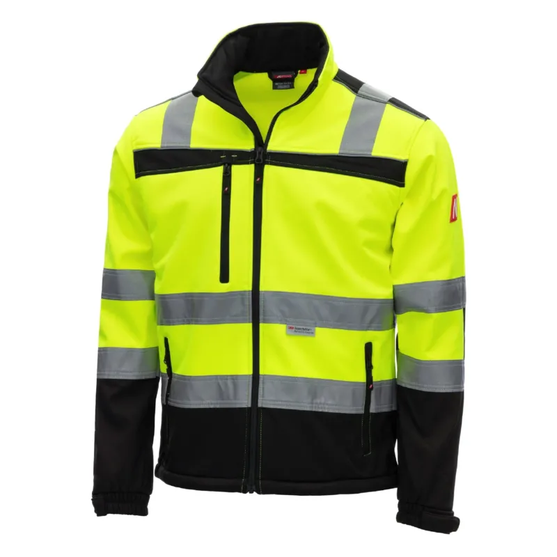 NITRAS MOTION TEX VIZ, Warn-Softshelljacke, neongelb / schwarz