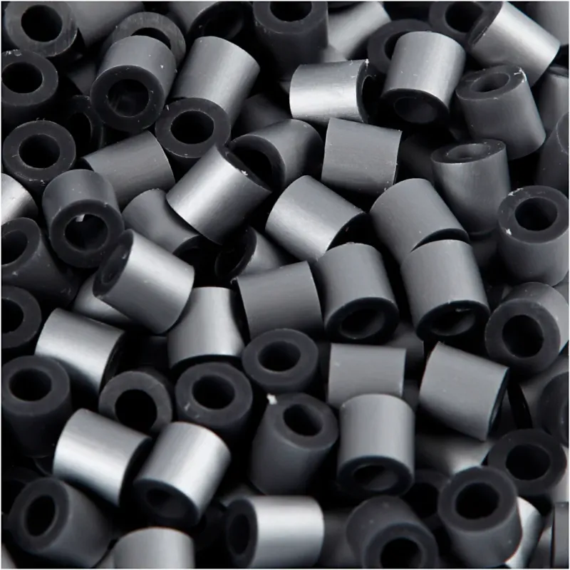 Fuse Beads, size 5x5 mm, hole size 2,5 mm, medium, silver (32262), 1100 pc