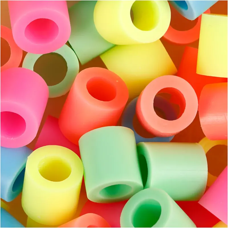Fuse Beads, size 10x10 mm, hole size 5,5 mm, JUMBO, pastel colours, 2450 asstd./ 1 bucket