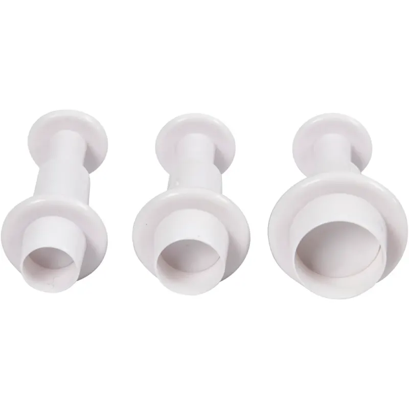 Embossing Cookie Cutters, circle, dia. 1,1+1,3+1,7 cm, white