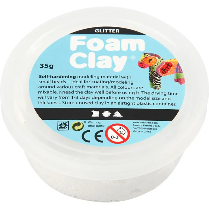 Foam Clay®, glitter, white, 35 g/ 1 tub