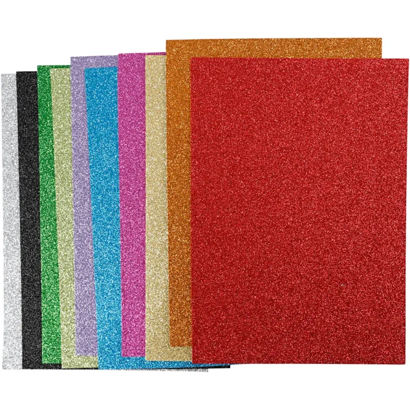Glitter Foam Sheets, A4, sheet 210x297 mm, thickness 2 mm, glitter, assorted colours, 10 ass sheets