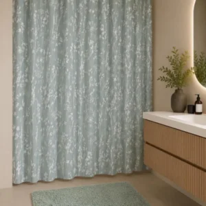 Badezimmerset: Duschvorhang & Badematte / Grün