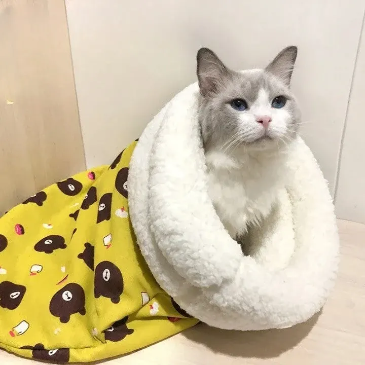 Cozy Thickened Winter Cartoon Cat Sleeping Bag - Image 0