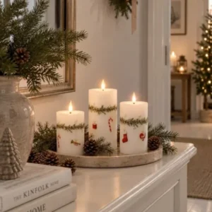 LED-Blockkerzen Weihnachten - Set aus 3 Stk.