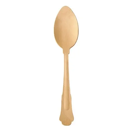 Der PAPSTAR Holzlöffel "pure" 19,5 cm im Vintage-Design von PAPSTAR GmbH, mit abgerundeter Schale und dekorativem Henkel, steht senkrecht vor einem schlichten weißen Hintergrund. Die Lieferung erfolgt im 50er-Pack auf Papptray.