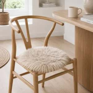 Sitzfell Lammfell - Ø 34cm Leinen