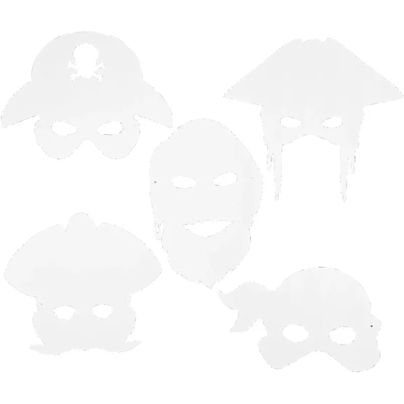 Pirate Masks, H: 16-26 cm, W: 17,5-26,5 cm, 230 g, white, 16 pc