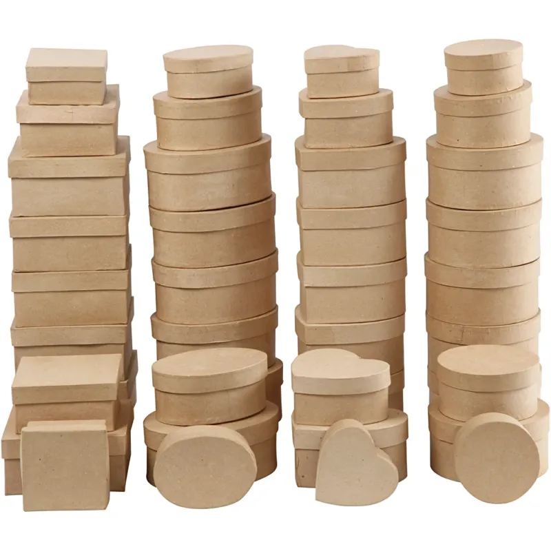 Boxes, H: 5-7,5 cm, dia. 10-18 cm, 72 pc