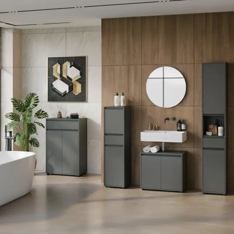 Badmöbel Set 5-tlg. XXL Badschrank Unterschrank Badkommode Badset_#sku_BARK9933_547#