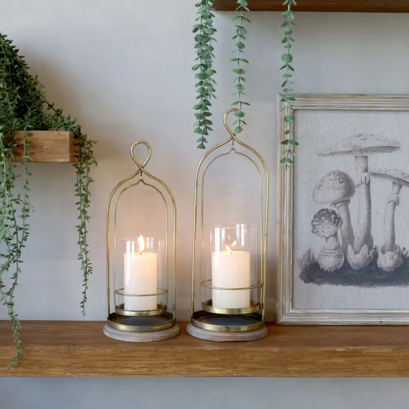Windlicht mit Glas in Antikmessing - Verschiedene Größen - Chic Antique