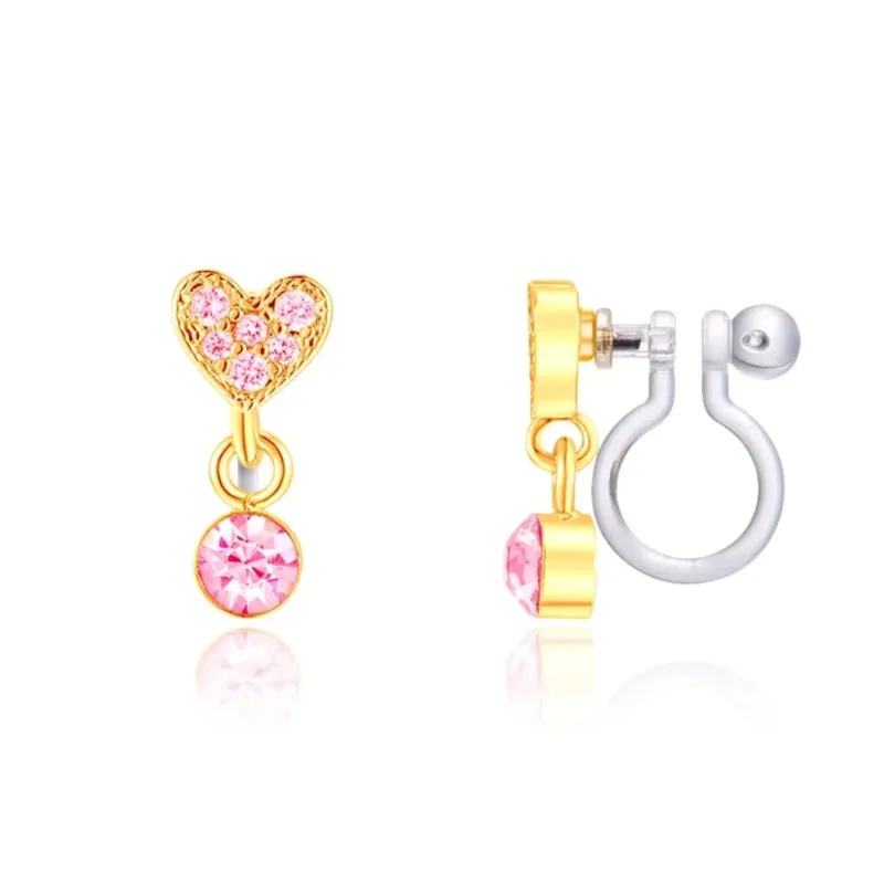 Cutie Ohrclips 'Kleines Luxe Drops Herz rosa' Clip On