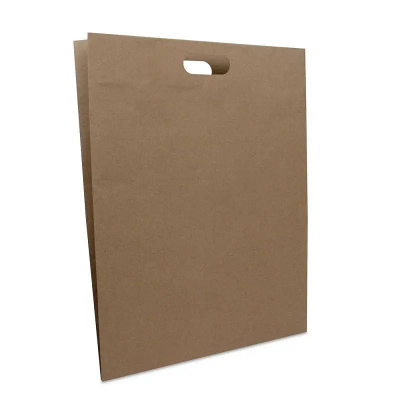 Budget-Papiertaschen mit ausgestanztem Griff 40x50+2x5 cm Braun (100 Stück) [FP-DPK141]