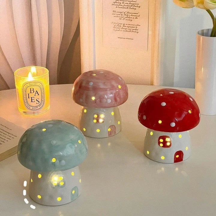 Dreamy Mushroom Shape Ceramic Bedside Lamp - Image 0