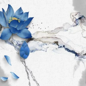 Duschrückwand-Abstrakte Illustration blauer Blume