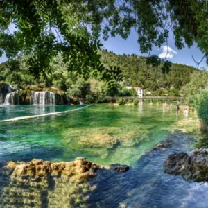 Duschrückwand-Mediterraner Wasserfall