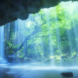 Duschrückwand-Hinter Nabigataki-Wasserfall Ansicht