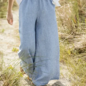High-Waist-Leinen-Culottes mit Gummibund
