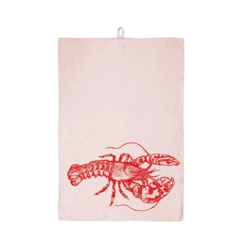 Ein Rotes Geschirrtuch mit Rotem Hummer von Frohstoffe