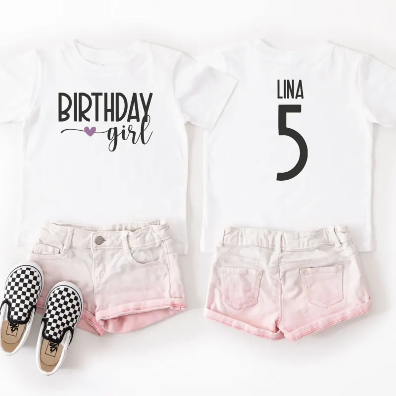 Geburtstag-Outfit für Mädchen: T-Shirt "BIRTHDAY girl" (personalisiert im Trikot-Style)