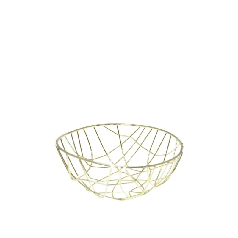 Gold wire bowl on a white background