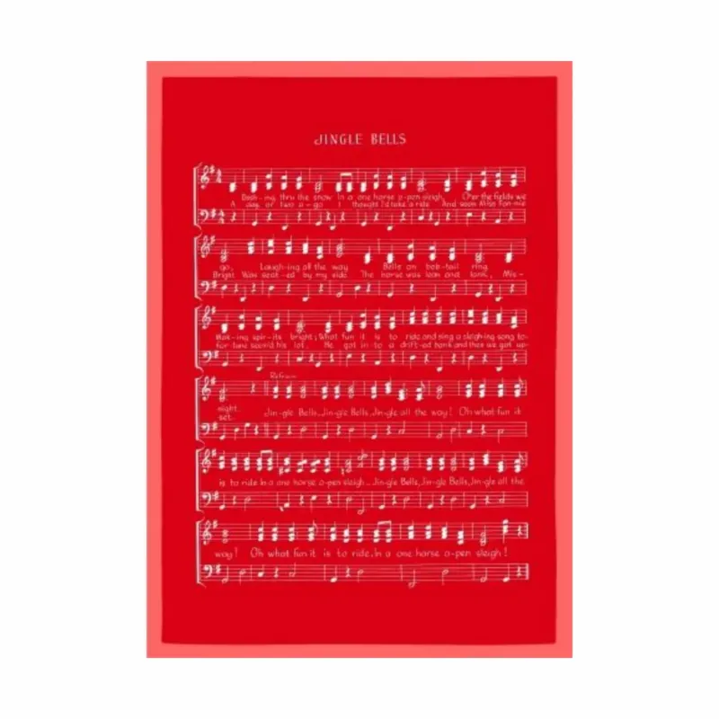 Geschirrtuch, rot - Jingle Bells, weiß