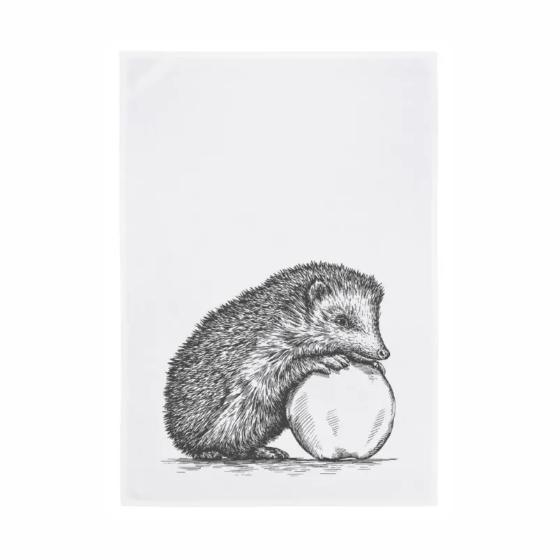 Geschirrtuch - Igel mit Apfel, grau