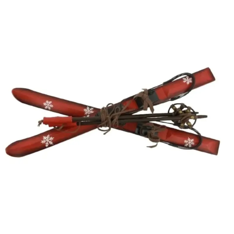 Dekorations-Ski mit Stöcken H52 cm - Rot
