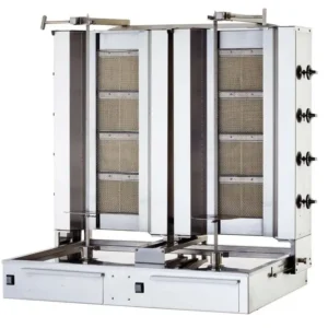 Gastronics Dönergrill / Gyrosgrill 4+4 Brenner Doppelmaschine Motor unten - CPGASTRO