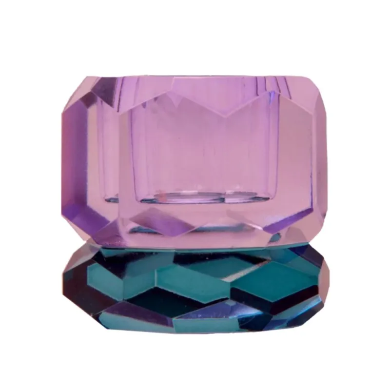 Kristallhalter farbig petrol violett Maße: 4,5x4,5x4,5 cm kleiner Kerzenhalter
