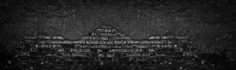 Küchenrückwand-Schwarz gebrannte Ziegelwand mit abgefallenem Putz