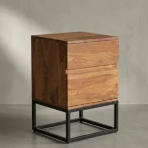 Seitenansicht der Nachtkonsole, die die Proportionen und die Höhe von 60 cm für Boxspringbetten verdeutlicht._#sku_SAFWL6.850#