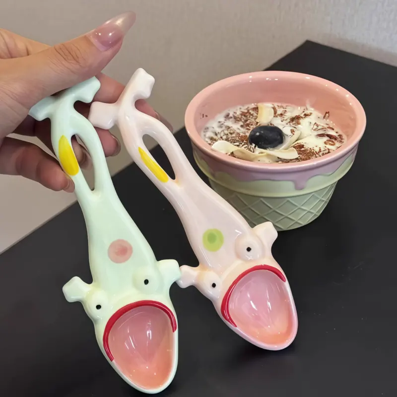 Funny Frog Long Handle Ceramic Spoon - Image 0