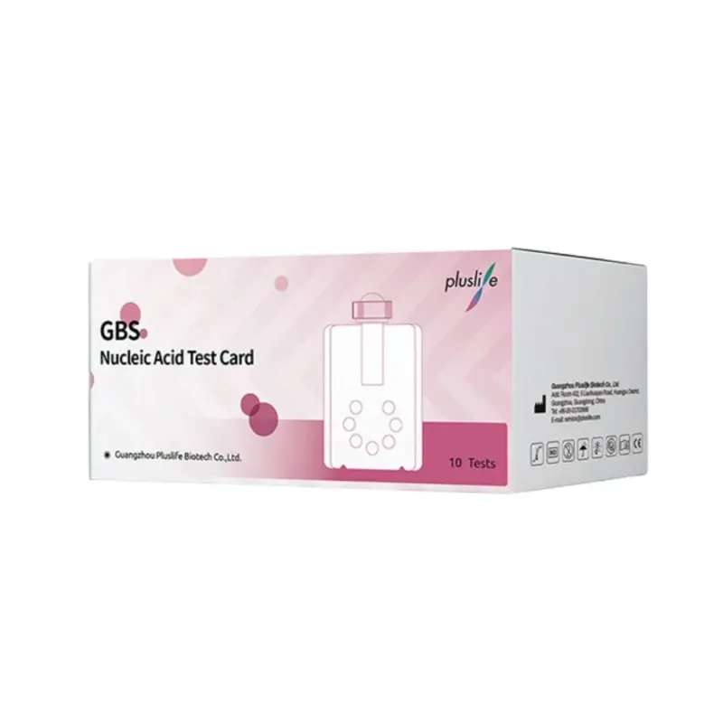 Die Pluslife Streptokokken B-Testkits der MedRhein GmbH werden in einer rosa-weißen Box geliefert, die eine schnelle In-vitro-Erkennung für Streptokokken der Gruppe B bietet, 10 Tests enthält und von Guangzhou Pluslife Biotech Co., Ltd. hergestellt wird.