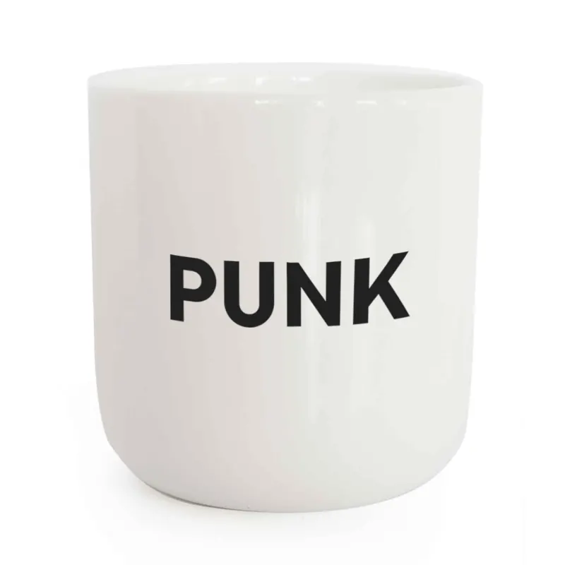 PUNK | weisser Kaffee- & Tee-BECHER mit schwarzer Typo | Beat Serie | PLTY