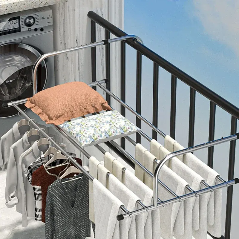 Stainless Steel Foldable Balcony Clothes Hanger - Image 0