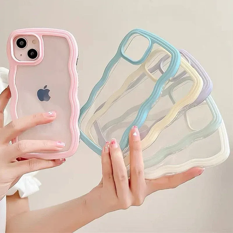 Wavy Art Clear Soft iPhone Case - Image 0