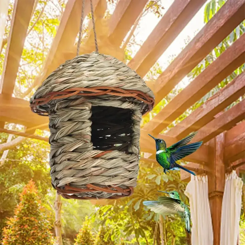 Rustic Natural Wicker Outdoor Birdhouse - Image 0